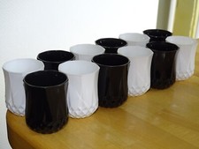 12 VINTAGES CORDIALS SHOT GLASSES CRYSTAL D'ARQUES LONGCHAMP BLACK AND WHITE