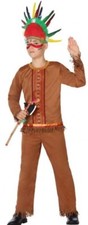 Déguisement Garçon INDIEN Marron 7/8/9 Ans Enfant Western Cowboy NEUF Pas cher