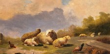 LAMBERT GERARDTS . Moutons au Pâturage. 2 Peintures huile sur panneau de bois .