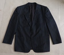 Spengler Mode veste blazer vintage en laine vierge pure tartan vert noir L