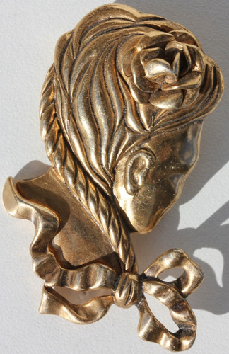 Broche vintage metal doré - en,
