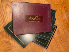 Set de table anglais x 4, Lady Care, vert de liseré doré, 1988.