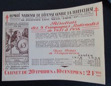 carnets de timbres france neufs 1936 comite national tuberculose 20 timbres