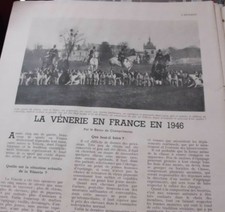 LA VENERIE EN FRANCE EN 1946 ART 2 PAGE 1946 / CLIPPING PRESS  chasse a courre