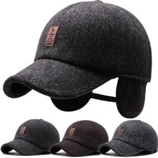 Casquette épaisse en laine avec oreillettes pour homme, couvre-oreil chaud hiver