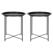 2x Noir Mat Rond Tables à