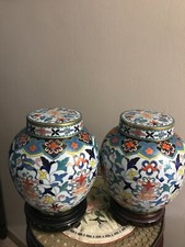 CLOISONNE PAIRE VASES POTICHES POT BRONZE EMAUX CHINE CHINOIS ASIATIQUE JAPONAIS