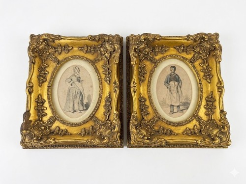 Paire tableaux gravures - tableaux,