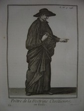 Gravure Religieuse Religion Costume Prêtre de la Doctrine Chrétienne en Italie