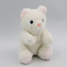 Ancienne peluche chat ours blanc rose  - 29100