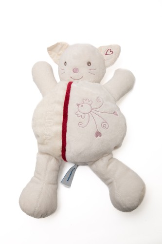 Doudou chat blanc coeur - , oiseau