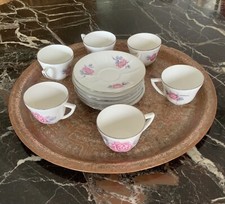 6 Tasses Anciennes Art Déco Porcelaine Limoges BH décor Roses