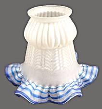 Tulipe en verre transparent avec liserés bleus globe col de cygne - Ht 11.5cm