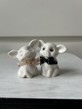 Charmantes Salières Poivrières anciennes petits cochons avec noeuds