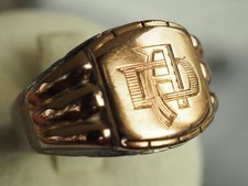 BAGUE CHEVALIERE ART DECO ARGENT MASSIF OR ANTIQUE SILVER GOLD RING T62 AD