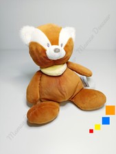 Peluche/Doudou Boris Et Jungo Panda Roux Marron Blanc Bandana Jaune 27cm Nattou
