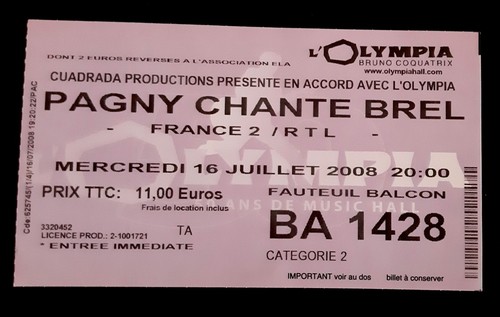 Ticket billet place concert - billet,