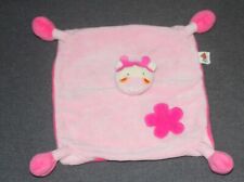 doudou plat vache rose fleur  bawi état neuf