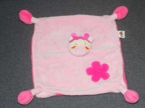 Doudou plat vache rose fleur - plat,