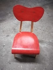 Ancien chaise bois année 50 design dos assise orange scandinave? Roger Landault?