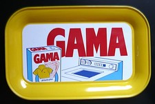 Ramasse Monnaie en tole lithographiée Publicité Lessive GAMA 15 x 9,5 cm Pub 80'