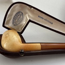 Pipe ancienne en écume de mer – Circa 1950 L.LAVISSE PARIS A LA SANS RIVALE étui