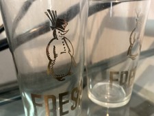TRÈS RARE 2 VERRES ANCIENS FRESH SODA BONHOMME DE NEIGE VINTAGE⭐️⭐️⭐️⭐️⭐️