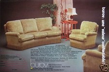 PUBLICITÉ 1975 CANAPÉ FAUTEUIL BUROV UNE VALEUR CONFORTABLE