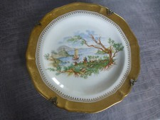ancienne assiette decorative R Bonhomme contour doré decor paysage limoges 