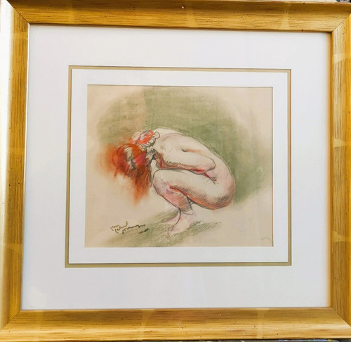 Peinture pastel fusain signé - peinture,