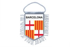 fanion mini drapeau pays voiture souvenir blason  espagne barcelone barcelona