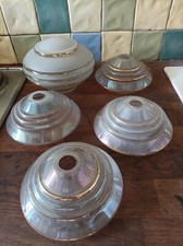 5 X Coupelle Lustre Années 1950 50 VINTAGE verre granité