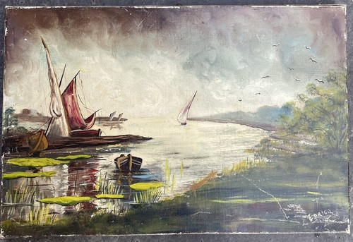 Tableau ancien huile - ancien, paysage