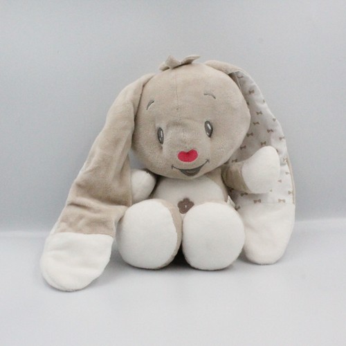 Doudou lapin beige blanc