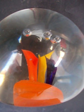 Presse papier verre boule sulfure artisanal bulles drapeau Belgique très élégant