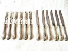 Antique/vintage 800/1000 Italian silver fruit cheese knife fork appetizer set 12