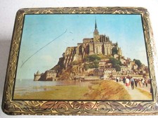 ANCIENNE BOITE A GATEAUX EN TOLE DECOR MONT ST MICHEL