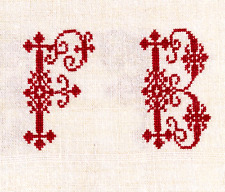 NAPPE ANCIENNE EN LIN BRODÉE MAIN 2 FOIS FB NAPPE EN LIN 220 x 120cm