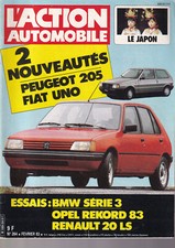L'ACTION AUTOMOBILE N°264 PEUGEOT 205 / FIAT UNO / BMW SERIE 3 / OPEL REKORD 83