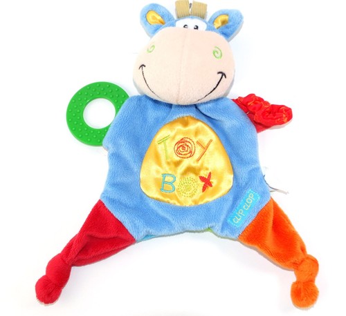 Doudou plat bleu cheval - plat, ane