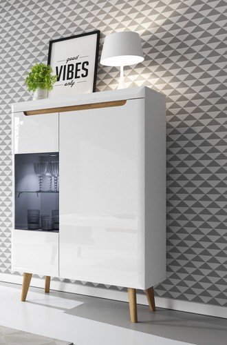 Meuble haut vitrine 90cm blanc - meuble,