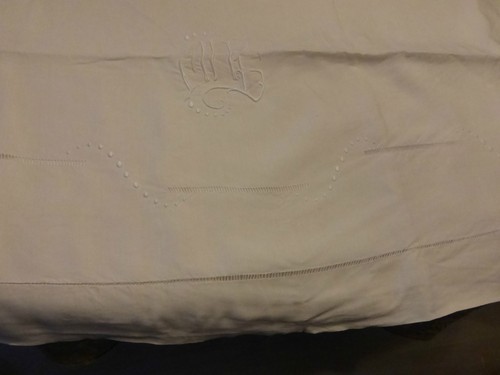 Ancien grand drap lit - de,