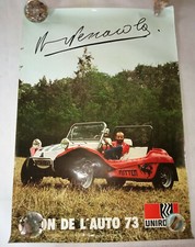 Poster Affiche SALON DE L'AUTO 1973 UNIROYAL PESCAROLO BUGGY VW RITTER 79X55CM