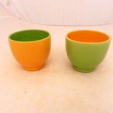 2 TASSES A CAFE 6,3 cm de hauteur x 7,3 de diametre JAUNE ET VERT