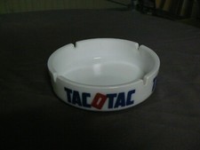 ANCIEN CENDRIER  VERRE OPALINE BLANCHE TACOTAC VERRERIE FUMEUR VINTAGE PUBLICITE