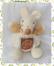 Doudou Peluche Boule Souris Blanc Beige Feuille Marron Kaloo