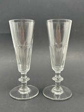 Lot de 2 Flûtes à Champagne en Cristal Taillé XIXe Pans Coupés Facettes