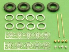 Ensemble de roues, ø= 12,9mm (1/43): 4x Jante à rayons, Pneus, 2x Axe non peint
