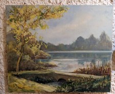 tableau ancien signé huile sur toile peinture ancienne artiste dauphinois Isere