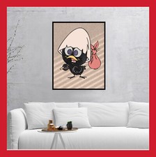 TOILE POSTER COTON ART EFFET PASTEL FIGURINE CALIMERO AFFICHE C’EST TROP INJUSTE